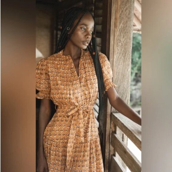 Daughters of India Orange Midi Dress - Picture 3 of 16